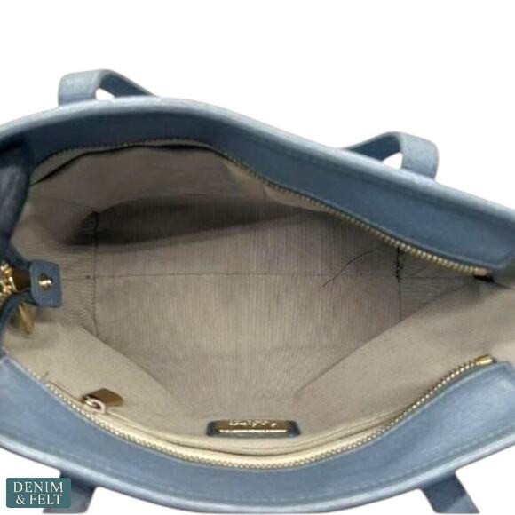 Furla Genuine Leather Blue Tote Bag with Strap Satchel Shoulder Bag Authentic - Picture 11 of 13